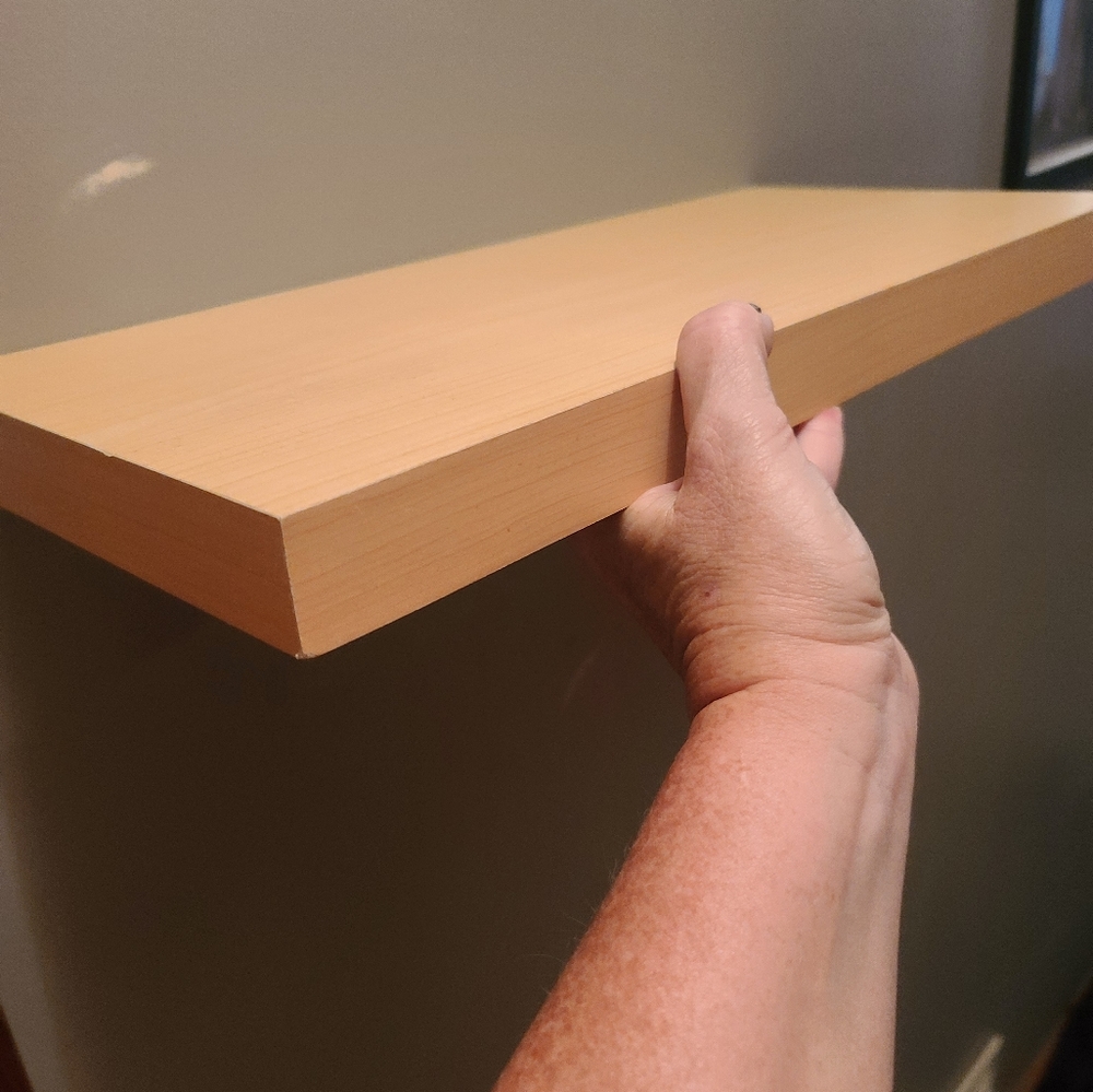 Tan floating shelf